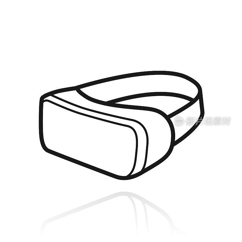 虚拟现实头盔- VR。白色背景上反射的图标